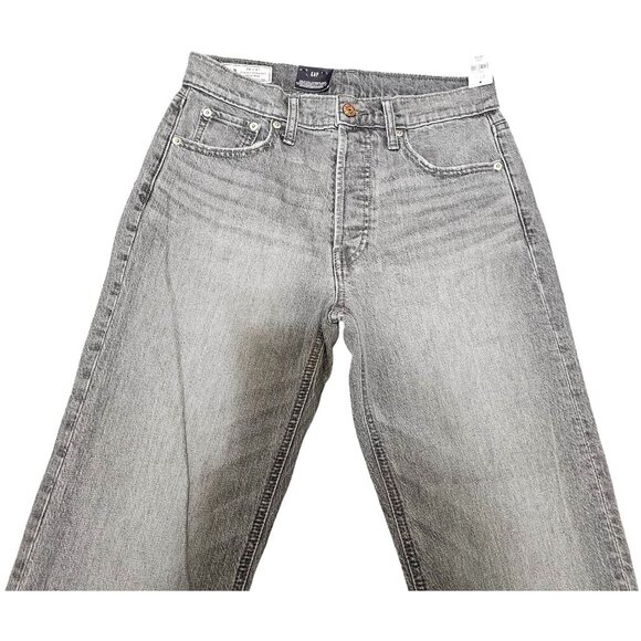 Gap Cheeky Straight‎ High Rise Grey Jeans 28 6P Raw Hem Womens Denim - Picture 6 of 7